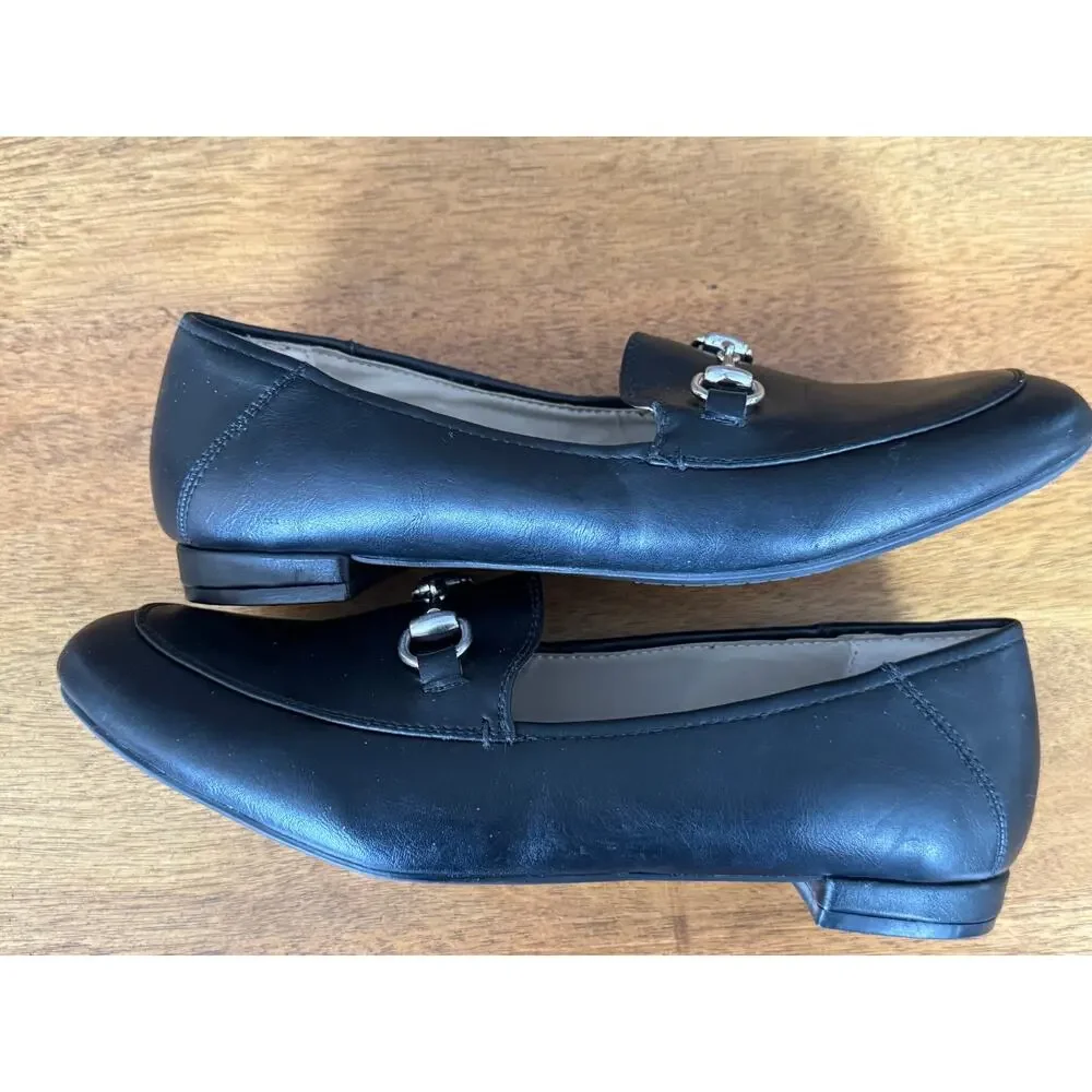 Rialto Black Loafers Womens 8.5M Horsebit Flats Classic Comfort Shoes - Picture 5 of 10